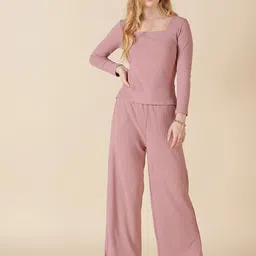 Gipsy Women Pink Striped Square Neck Top image 1