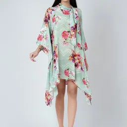 First Resort by Ramola Bachchan Floral Print Tie-Up Neck Kaftan Dress image 1