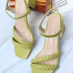 ICONICS Green Open Toe Block Sandals-picture-25
