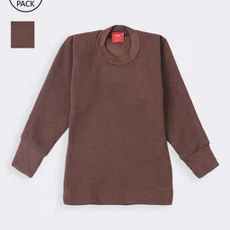 Lux Cottswool Boys Pack Of 2 Brown Solid Cotton Thermal Tops image 1