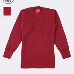 Lux Cottswool Boys Pack Of 2 Maroon Solid Cotton Thermal Tops-picture-45