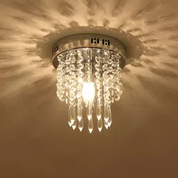 ganeshart Transparent & Gold-Toned Glass Contemporary Spherical Ceiling Lamp image 1