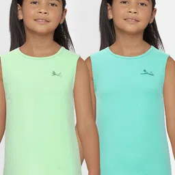 METRO KIDS COMPANY Girls Pack Of 2 Pure Cotton Tank Tops-picture-27