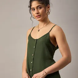 The Roadster Lifestyle Co Front Button Spaghetti Top image 3