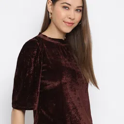 Mayra High Neck Velvet Crop Top image 3