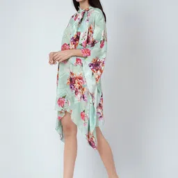 First Resort by Ramola Bachchan Floral Print Tie-Up Neck Kaftan Dress image 3