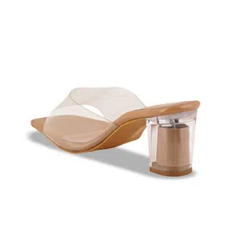 DressBerry Beige Open Toe Block Heels image 3