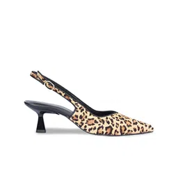 Saint G Printed Pointed Toe Leather Kitten Heeled Pumps image 3