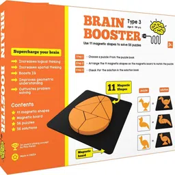 arniyavala small Brain Booster Set 3 - 56 Puzzles Designed to Boost Intelligence - with Magnetic Shapes, Magnetic Board, Puzzle Book and Solution Book-picture-22