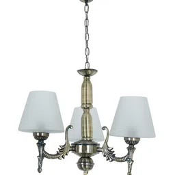 Fos Lighting White Metal 3-Light Mini Chandelier with Tapered Frosted Glass Shades image 3