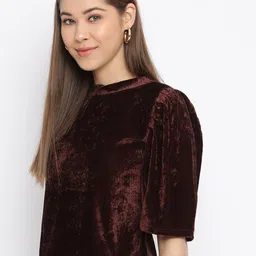 Mayra High Neck Velvet Crop Top image 4