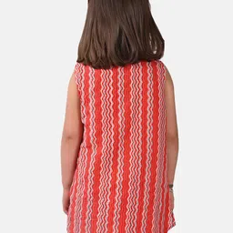 Sangria Girls Printed Sleeveless Pure Cotton Shirt-Style Top image 4