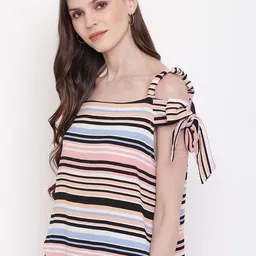 Mayra Striped Cold-Shoulder Regular Top image 4