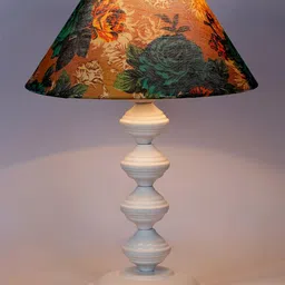 foziq Unisex White & Orange Printed Table Lamp image 3