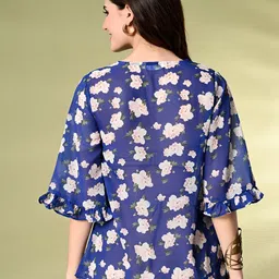 Sangria Printed & Embellished V-Neck Tops image 4