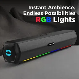 HOPPUP X1 with BTv5.3, RGB LEDS, TWS Function & 2 Full Range Drivers 24 W Bluetooth Soundbar image 4