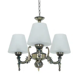 Fos Lighting White Metal 3-Light Mini Chandelier with Tapered Frosted Glass Shades image 4