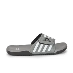 Adda Men Grey & White Striped Rubber Sliders image 4