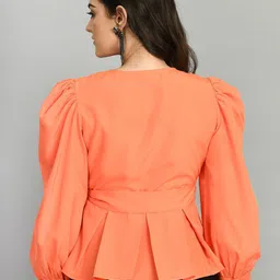 fuchsia PRETTY LOVING THING Puff Sleeves Wrap Top image 5