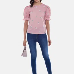 Honey by Pantaloons Pink Floral Print Top image 5