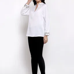 DART STUDIO Shirt Collar Linen Regular Top image 5