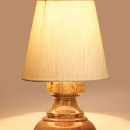 Devansh Off White Wooden Frustum Table Lamp image 4