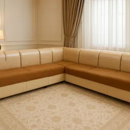 goldeniz Velvet 3+3 Seater L-Shape Sofa Plain Cover image 2