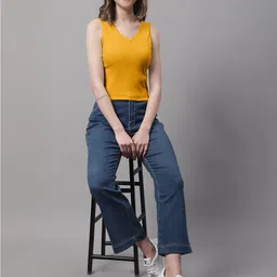 FBAR Pack Of 2 V-Neck Ribbed Fitted Cotton Crop Tops image 5