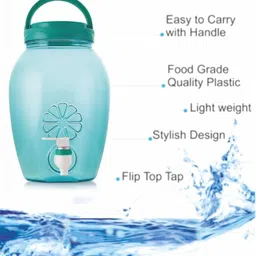 yuiop - Muskmelon Matka With Handle - 5 Ltr Capacity - Leakproof - For Kitchen, Office Bottom Loading Water Dispenser image 4