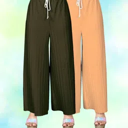 vspcreation Pack of 2 Women Regular Fit Multicolor Lycra Blend Trousers-picture-17