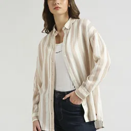 pepe jeans Women Relaxed Fit Fit Striped Button Down Collar Casual Shirt-picture-10