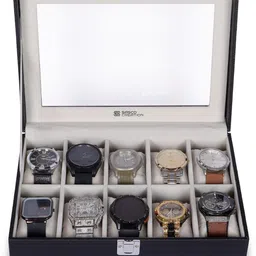 sasco creation Premium Leather Watch Box with Glass Lid – Elegant Organizer for Men & Women Watch Box-picture-27