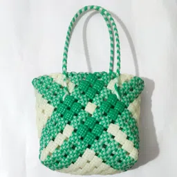 akru Small Lunch, shopping bags for grocery Wire Koodai basket Grocery Bag Plastic Fruit & Vegetable Basket-picture-17