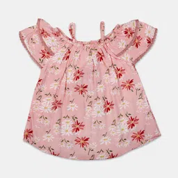 V-Mart Girls Floral Printed Shoulder Straps Cotton Cambric Top image 1