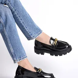 shoetopia Smart Casual Chain Detailed Loafers For Girls Loafers For Women image 3