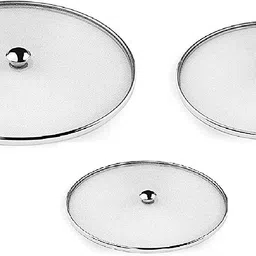 Stainless Steel 9,8,7 inc Food Cover/Milk Cover/Steel jaali Multipurpose net lids for Utensils in Kitchen 7 inch, 8 inch, 9 inch Lid Set, Pack of 3-image-0