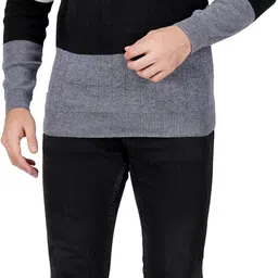 lufeep Men Striped Round Neck Multicolor Sweater image 5