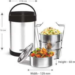 milton Royal 4 Stainless Steel Containers with 600 ml Each, 4 Containers Lunch Box image 2