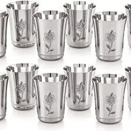 kitchen classico (Pack of 12) Floral Laser Design Tumbler Glass Set Water/Juice Glass-picture-26