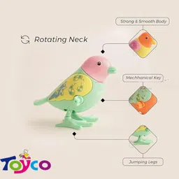 toyco Wind Up Key Operated Jumping Bird Toys Set for Kid with 360 degree Rotating Head image 4