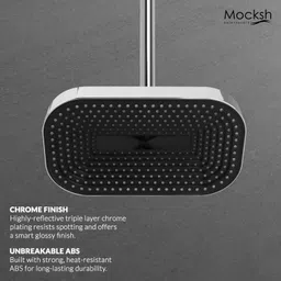 mocksh STEP Series 9"x6" ABS Overhead Shower/Shower Head With 9" SS Round Arm(Set of 1) Fixed Mount image 2