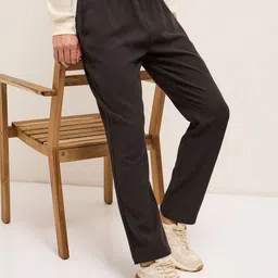 the bear house Men Straight Fit Brown Polyester Trousers-picture-15