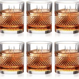fancytrend (Pack of 6) Crystal Cut Whiskey Glasses Set of 6 (i) Glass Set Water/Juice Glass image 5