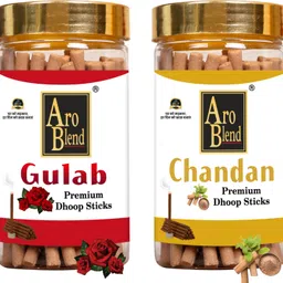 aroblend 100% Natural Gulab & Chandan Dry Dhoop Sticks for Pooja 40 Sticks Every Jar | Rose, Sandal Dhoop-picture-12