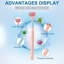 hicober 3-Sided Silicone Head Cleaning Training Great Angle Tooth Brush Ultra Soft Toothbrush image 3