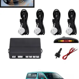 maties 4Pcs White Reverse Parking Sound Warning sensor for car Protection-101 Car Reverse Parking White 4 Sensor With LED Display/Buzzer -101 Parking Sensor-picture-24