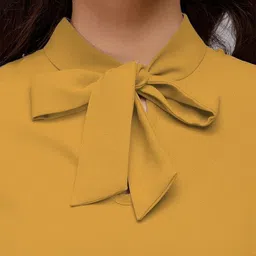 flaunt Casual Regular Sleeves Solid Women Yellow Top image 3