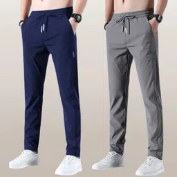 ficka Pack of 2 Men Solid Blue, Grey Track Pants-picture-15