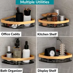 plantex Corner Shelf for Bathroom/Rack Shelf/Storage Organizer for Kitchen-(8 X 8 in) Stainless Steel, Aluminium Wall Shelf image 5