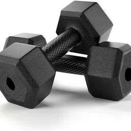 sahib trader Black PVC Dumbbell Set, 1 Pair Dumbbells, Hex Dumbbells, Home Gym 3KGSX2PCS Fixed Weight Dumbbell image 3